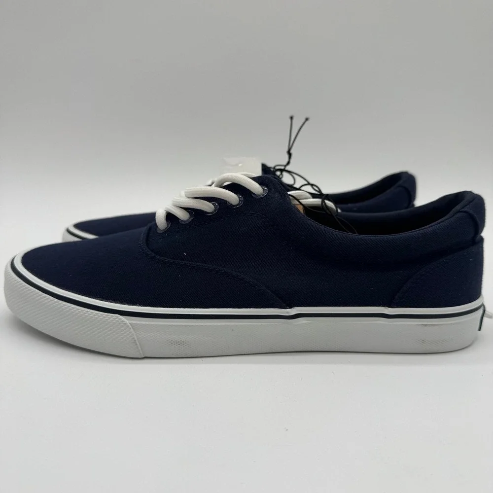 IZOD Rangley Men's 8.5 Navy Canvas Sneakers Memory Foam Lace Up Casual Shoes NIB